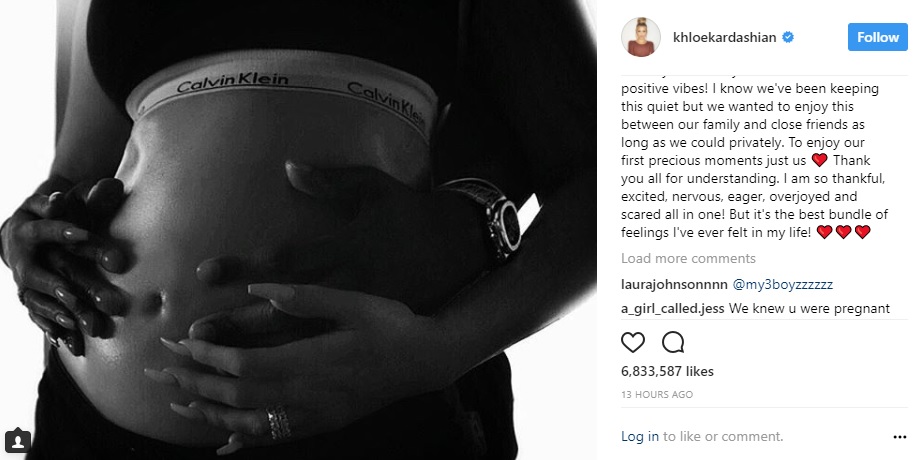 khloe kardashian conferma la gravidanza