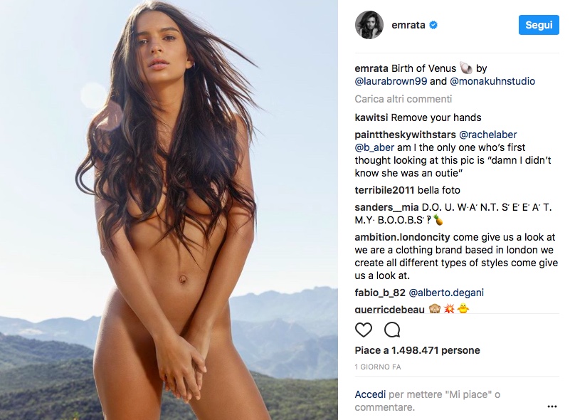 Emily Ratajkowski nuda su Instagram