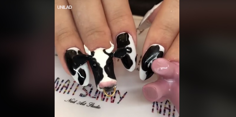 nail art unghie a mucca