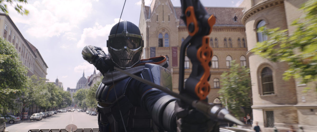 Taskmaster in Marvel Studios' BLACK WIDOW, in theaters and on Disney+ with Premier Access. Photo courtesy of Marvel Studios. ©Marvel Studios 2021. All Rights Reserved.