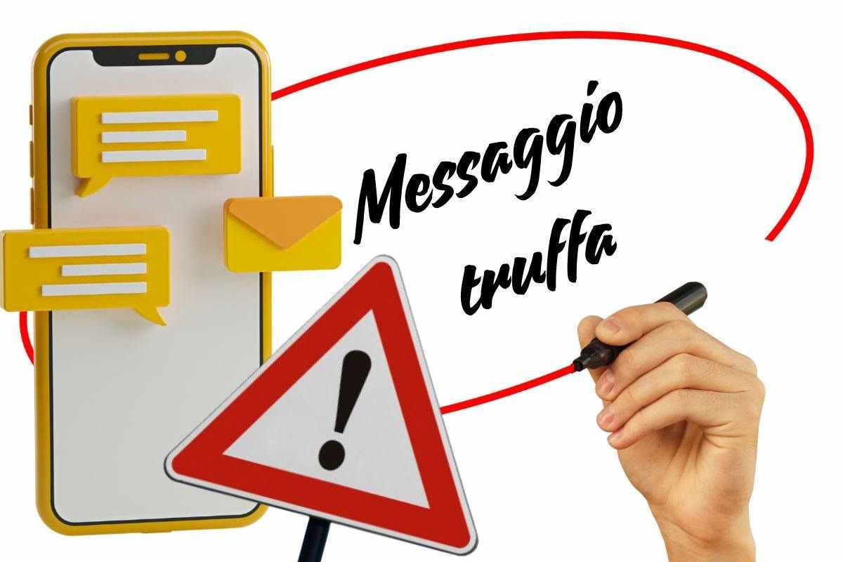testo e accanto il divieto e la scritta messaggio truffa