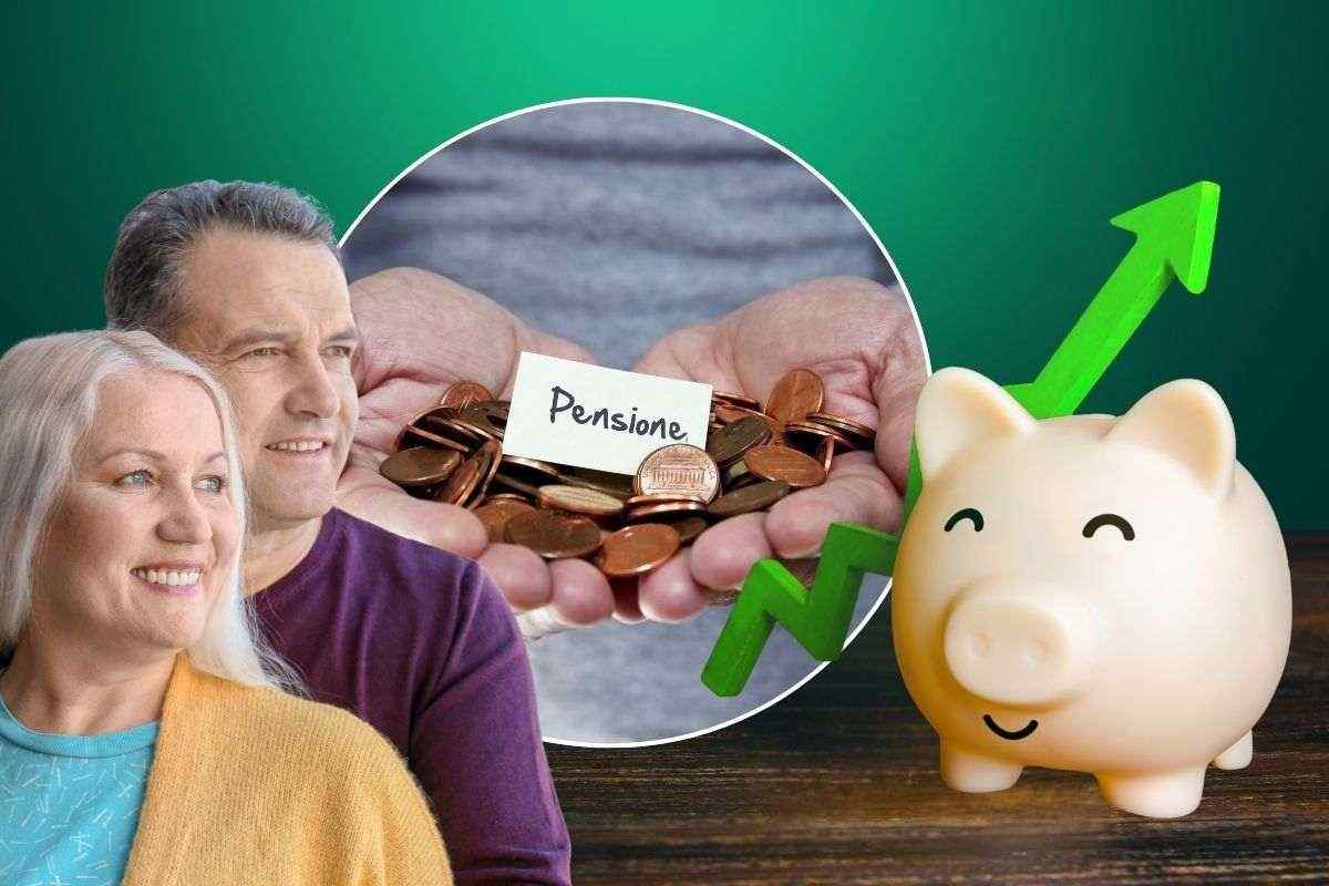Maialino salvadanaio, soldi e due persone anziane